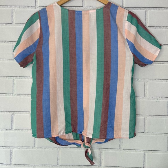 Madewell Novel Tie-Front Button Top in Flagstaff Stripe size small - Picture 5 of 7